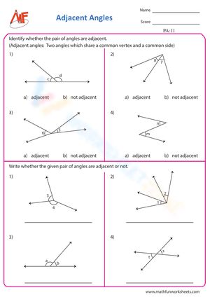 Determine if the pair of angles share a common vertex and a common side, indicating that they are adjacent angles. #Grade-6 #Grade-7 #Grade-8 Adjacent Angles