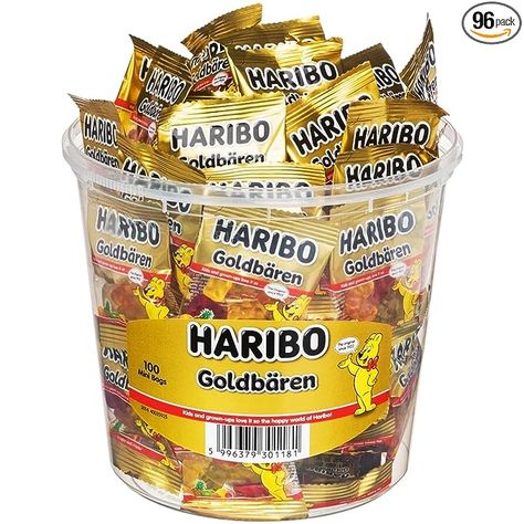 Amazon.com : Haribo Gold Bears Gummi Candy - Haribo Gummy Bears Individually Wrapped for Holidays Stocking, Pineapple, Strawberry, Lemon, Orange, and Raspberry Flavors, 100 Mini Bags : Grocery & Gourmet Food Office Treats, Haribo Gummy Bears, Haribo Gold Bears, Gummi Candy, Pinata Fillers, Pineapple Strawberry, Strawberry Lemon, Chewy Candy, Funnel Cake