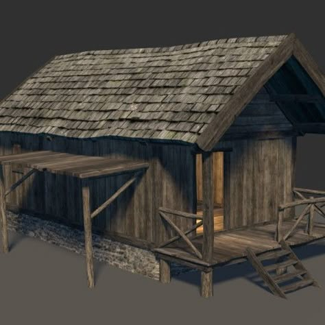 Medieval Cabin, Old West Town, Wooden Hut, Old Cabin, Sci Fi Props, Base Building, Small Wooden House, Environment Props, Medieval Houses