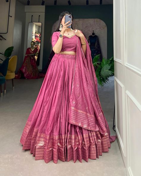 Hold the sweet embrace of spring with our pure chanderi plain lehenga with zari work Border and sequin embellished Dupatta✨ Add a touch of whimsy to your wardrobe with this ensemble. SHOP NOW 🛍️ gotifab.com Desi outfits ,plain lehengas,lengha choli, lehengas for women,ready to wear lehengas, lehenga with dupatta, Indian style lehenga] #indianethnic #plainlehenga #madetomeasurelehenga #lenghacholi #bollywoodlehenga #desilehenga Plain Lehenga, Mehendi Dress, Chanderi Lehenga, Red Lehenga Choli, Pakistan Dress, Bollywood Lehenga, Saree Gown, Blue Lehenga, Red Lehenga