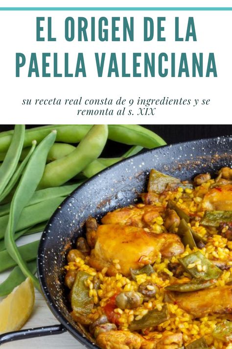 ¡El origen de la #PaellaValenciana: su #receta real consta de 9 ingredientes y se remonta al s. XIX! #Curiosidades #Historia Paella Valenciana, Chef, Rice, Meat, Chicken, Ethnic Recipes