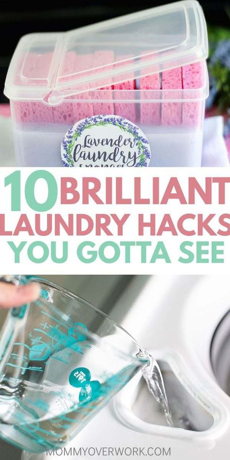 Hacks For Clothes, Laundry Folding, Diy Detergent, Homemade Fabric Softener, Lavender Laundry, Laundry Room Hacks, Thrifty Diy, Laundry Stains, Folding Laundry