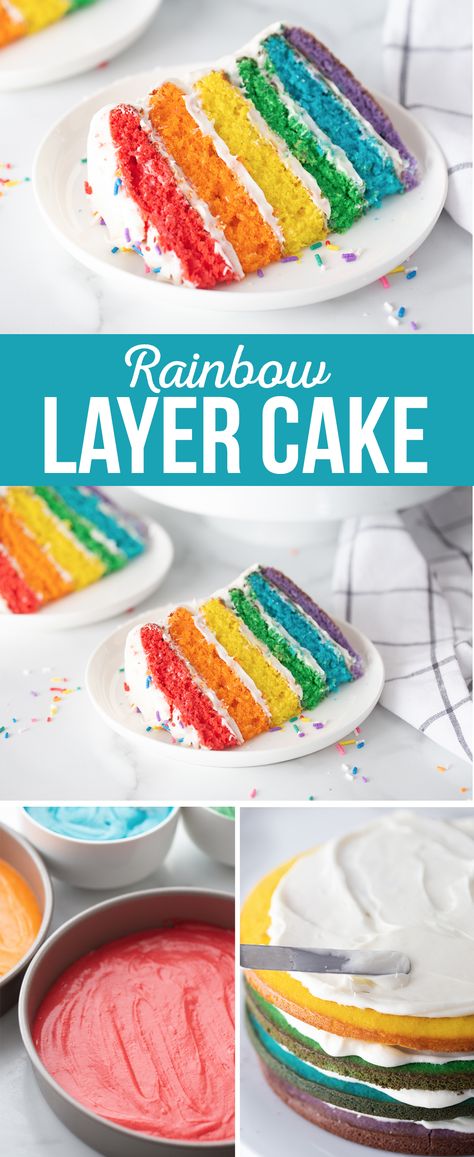 Diy Rainbow Birthday Cake, Diy Rainbow Cake, Rainbow Cupcake Cake, Easy Rainbow Cake Recipe, Rainbow Cake Birthday, Rainbow Layer Cake, Rainbow Cake Recipe, Rainbow Layer Cakes, Colorful Cake