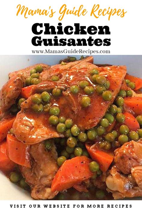 Chicken Guisantes Recipe Chicken Guisantes, Pork Guisantes Recipe, Filipino Chicken Recipes, Pancit Palabok Recipe, Homemade Mexican Salsa, Hawaii Foods, Filipino Vegetable Recipes, Authentic Guacamole Recipe, Green Peas Recipes