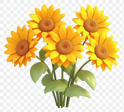 3d Sunflower, Png Flowers, Flower Sunflower, Flowers 3d, Png Flower, Rich Color Palette, Digital Artists, 3d Illustration, Free Png