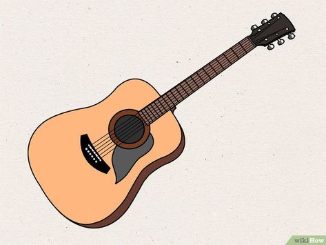 How to Draw an Acoustic Guitar: 15 Steps (with Pictures) - wikiHow Guitar Outline, Guitar Sketch, Guitar Illustration, Acoustic Guitar Case, Art For Kids Hub, Guitar Drawing, Music Drawings, Best Acoustic Guitar, Easy Guitar