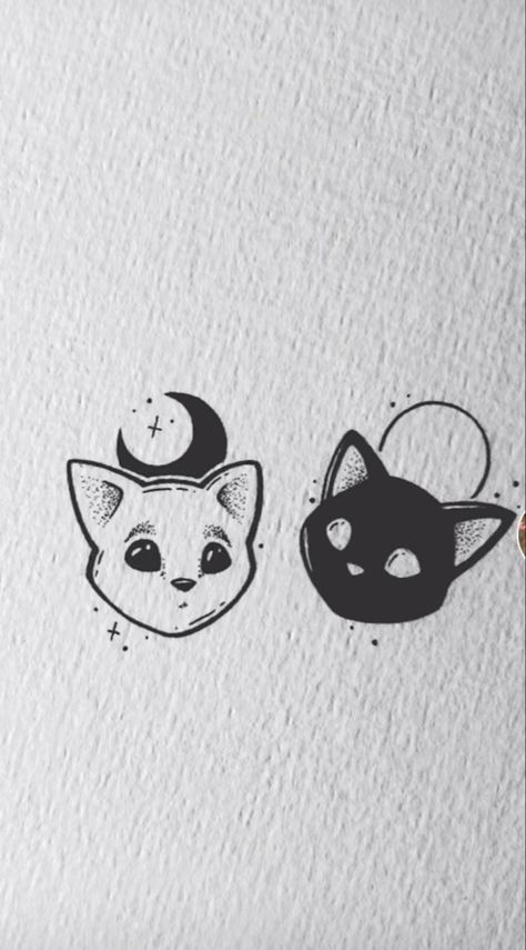 Matching Tattoo Inspiration, Cool Matching Tats, Rapid Art Idea, Drawing With Rapid, Rapid Art Drawing, Cat Matching Tattoos, Matching Tattoos Aesthetic, Aesthetic Matching Tattoos, Bff Matching Tattoos