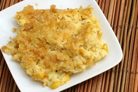 This scalloped corn is made with frozen cream-style​ corn, eggs, cracker crumbs, and onion. A scalloped corn casserole for crockpot or slow cooker. Scallop Corn, Baked Corn Casserole, Scalloped Corn Casserole, Corn Bake, Cheesy Corn Casserole, Scalloped Corn, Vegetable Casserole Recipes, Cheesy Corn, Corn Casserole Recipe