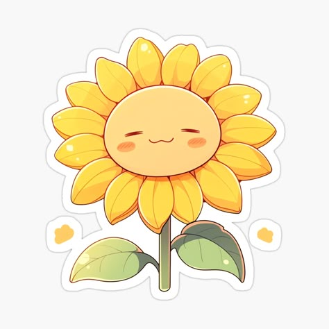 Sunflower Illustration, Sunflower Drawing, Cute Doodles Drawings, Cute Doodle Art, Sunflower Art, Kawaii Stickers, Sticker Ideas, Kawaii Art, Aesthetic Stickers