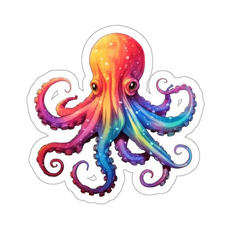 🌈 Rainbow Octopus Sticker from our Rainbow Animals Series. We hope you love this sticker as much as we loved creating it for you. Long-lasting, ideal for laptops, notebooks, water bottles and brightening your day.   Actual size of sticker(s) may be slightly smaller than the stated sticker size. Rainbow Octopus, Octopus Sticker, Rainbow Animals, Planner Journaling, Christmas Landscape, Inspirational Stickers, Water Bottle Decal, Tree Stickers, Mirror Stickers