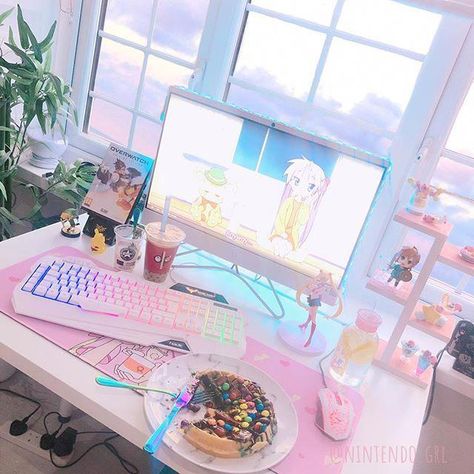 ☆*:.｡. o(≧▽≦)o .｡.:*☆ på Instagram: "here’s me putting hella effort into taking my pics and editing them nicely💘 pls don’t repost without credit! anyways this was super chill…" Nintendo Grl, Computer Building, Gaming Setup Bedroom, Game Room Kids, Kawaii Bedroom, Streaming Setup, Otaku Room, Gaming Setups, Video Game Rooms