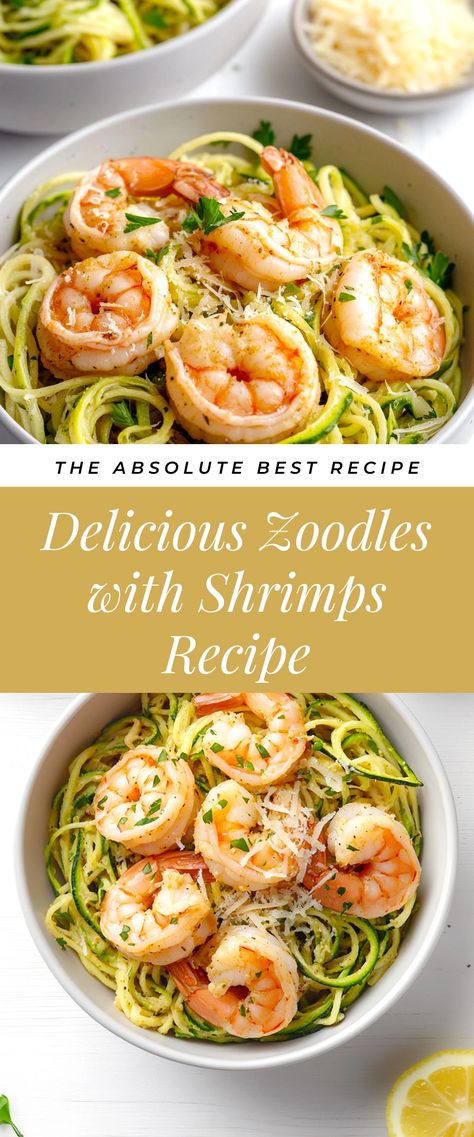 Image for Delicious Zoodles with Shrimps Recipe Low Calorie Shrimp Recipes, Zoodles Recipe, Zoodle Recipes, Shrimp Dinner, Pasta Lover, Quick Weeknight Dinners, Shrimp Recipes, Flavorful Recipes, Healthy Options