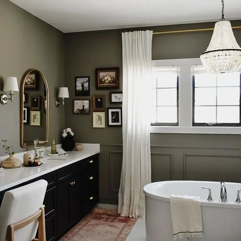 Sherwin Williams Connected Gray, Sherwin Williams Greige, Builder Grade Bathroom, Dream Decorations, Sherwin Williams Gray, Instagram Bathroom, Greige Paint Colors, Kitchen 2024, Paint Color Inspiration