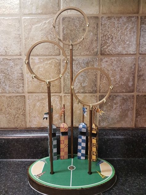 Harry Potter Jewelry Holder, Diy Quidditch Game, Quidditch Decorations, Quidditch Ornament, Quidditch Decor, Quidditch Stands, Quidditch Diorama, Quidditch Tattoo, Quidditch Diy