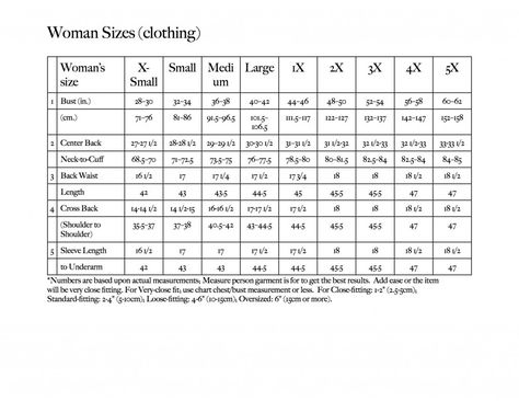 Chart for Women sizes for clothing to help calculate stitches and rows for knitting and crochet. Determine avg measurements for women sizes on upper body. Clothing Size Chart Body Measurements, Standard Measurements Chart For Women, Measurements For Women, Knit Crochet Patterns, Poncho Patterns, Crochet Garments, Sewing Measurements, Casting On Stitches, Body Measurement Chart