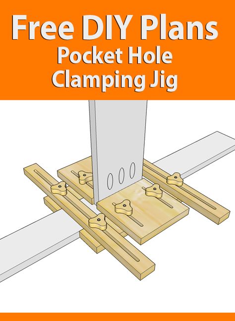 If you need to join two different size boards using pocket holes, this jig could make holding them in place much easier. Wood Jig, Pocket Holes, Diy Pocket, Drill Guide, Pocket Hole Jig, Pocket Hole Screws, Wood Joinery, Pocket Hole, Homemade Tools