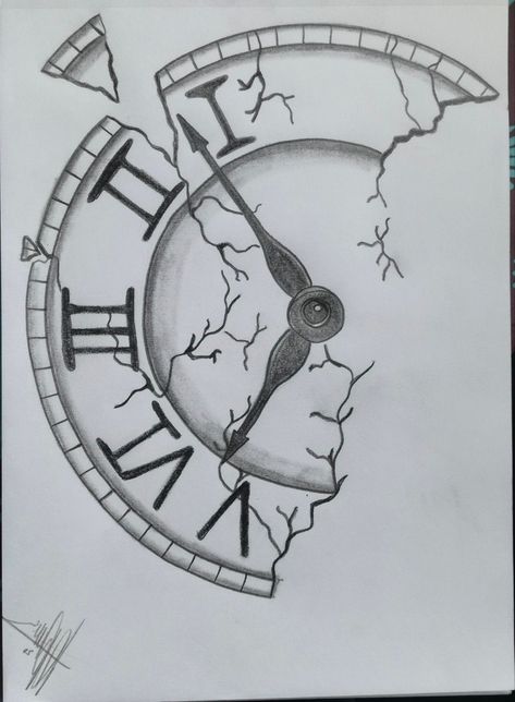 Wall Clock Drawing Sketches, Clock Hand Tattoo Stencil, Clock Sketch Drawing, Clock Drawing Sketches, Broken Clock Sketch, Old Clock Drawing, Clock Art Drawing, Clock Drawing Simple, Clocks Drawing