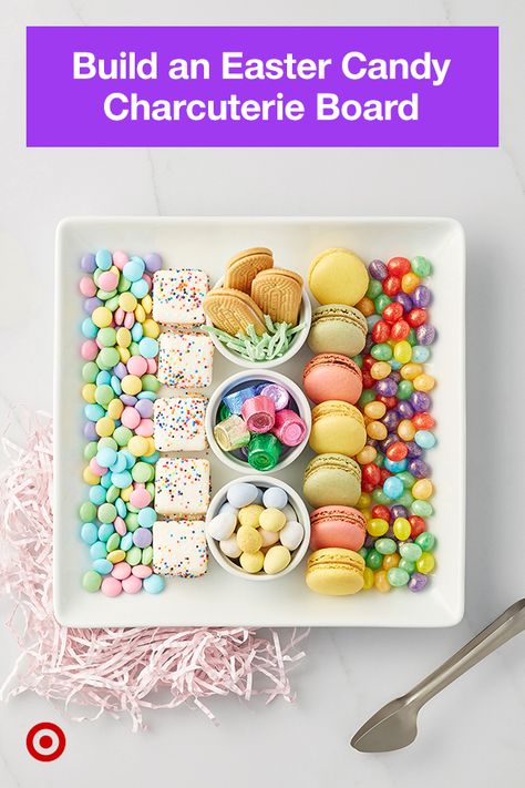 Easter Candy Charcuterie Board, Sweets Charcuterie Board, Snacks From Target, Easter Party Snacks, Easter Luncheon, Easter Charcuterie, Brunch Easter, Easter Party Food, Easter Entertaining