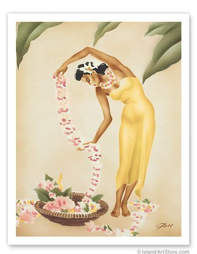 Wood Sign Art, Hawaii Art Print, Hawaiian Woman, Chakra Art, Hawaiian Art, Vintage Hawaii, Island Art, Airbrush Art, Flowers Vintage