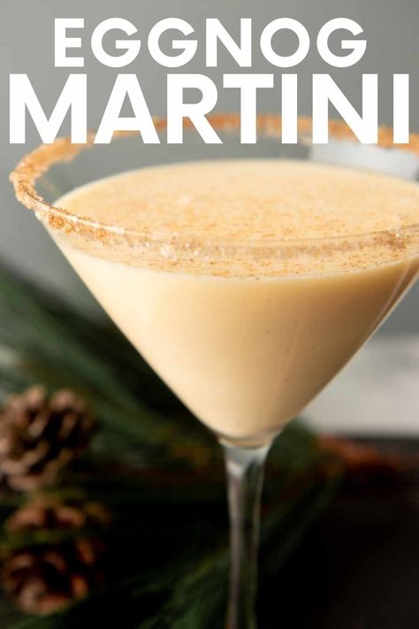 Eggnog Martini Recipe, Christmas Martinis, Eggnog Martini, Coconut Eggnog, Big Batch Cocktails, Eggnog Cocktail, Eggnog Recipe Homemade, Holiday Eggnog, Christmas Recipe Ideas