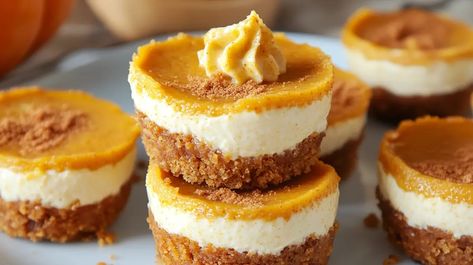 Mini Pumpkin Cheesecake Bites are a perfect dessert for the fall season, combining two beloved flavors—rich, creamy cheesecake and spiced pumpkin. These delightful bite-sized treats are ideal for gatherings, ... Read more Mini Pumpkin Cheesecake Bites, Mini Pumpkin Desserts, Pumpkin Cheesecake Bites, Market Snacks, Bridal 2024, Best Pumpkin Pie Recipe, Mini Cheesecake Bites, Mini Pumpkin Cheesecake, Best Pumpkin Pie