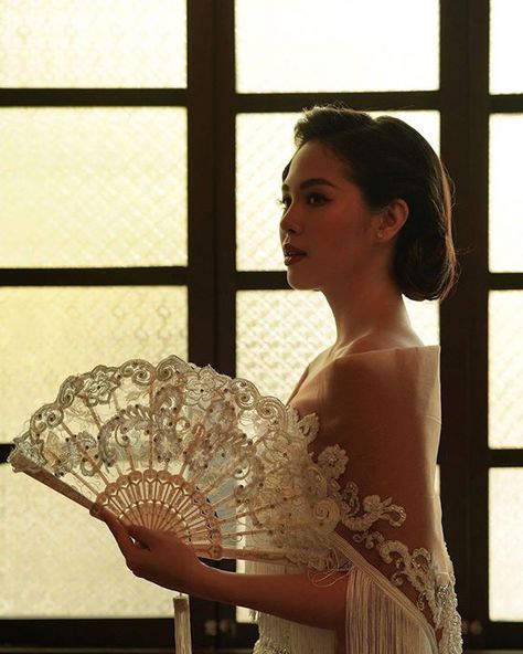 "Ive been getting a lot of messages and comments about this for a long time now.  Well heres a little something for ya. See you later!" -CARMELA  from Janella's IG Filipiniana Prenup, Biringan City, Carmela Isabella, Modern Filipiniana Gown, 1800s Aesthetic, Filipiniana Wedding Theme, Janella Salvador, Filipiniana Wedding, School Performance