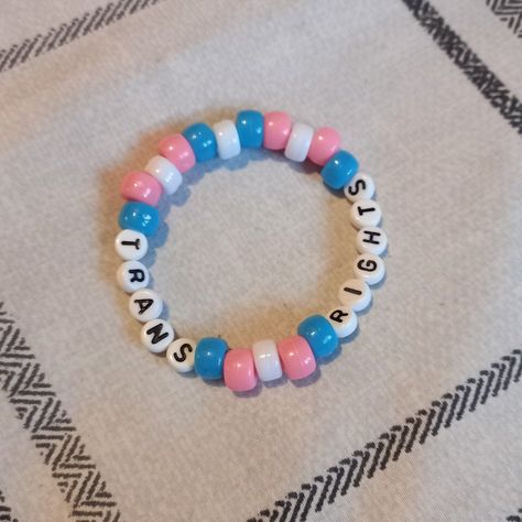 Lgbtq Accessories Diy, Trans Kandi, Scene Kandi, Rave Bracelets, Kandi Inspo, Diy Kandi Bracelets, Pony Bead Bracelets, Pony Bead Crafts, Diy Kandi