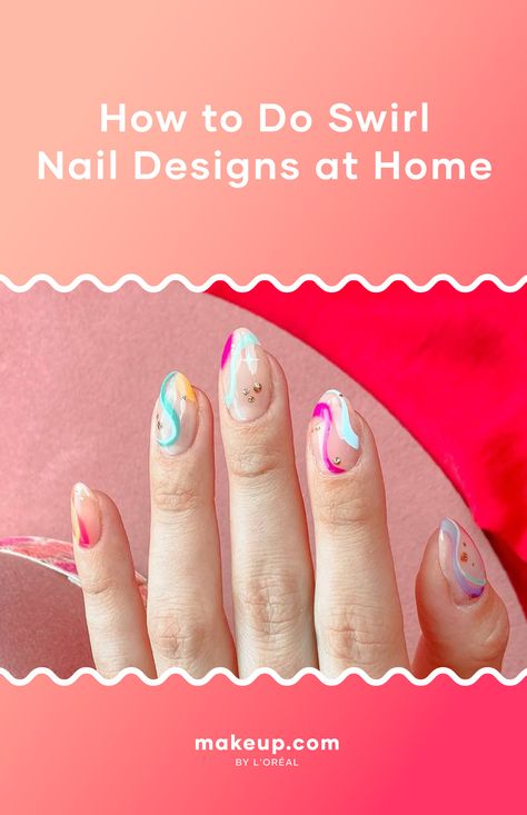 How to Do DIY Swirl Nails At Home Diy Swirl Nails, Nail Designs Swirls Simple, Simple Nail Swirl Design, Swirl Nails Tutorial, Swirl Nail Art Tutorial, Swirl Nail Tutorial, How To Do Swirl Nail Art, Foil Nail Designs, Swirl Nail Art