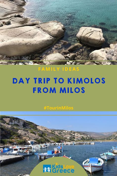 #Greece is an amazing place for #Families ! Traveling to Greece is an brilliant choice if you want to enjoy numerous #familyactivities like #kidfriendly #tours in #Cyclades! If you love island hopping, this is the right adventure for you. Enjoy this tour in #Kimolos with your #kids ! Check our "Day trip to Kimolos from Milos" on #Kidslovegreece website. #greeceforkids #travelwithkids #traveltogreece #summeringreece #greekadventure #greekmythology Milo Greece, Milos Island Greece, Milos Greece Pictures, One Day Book, Traveling To Greece, Greece With Kids, Milo’s Island Greece, Milos Greece, Luxury Vehicle