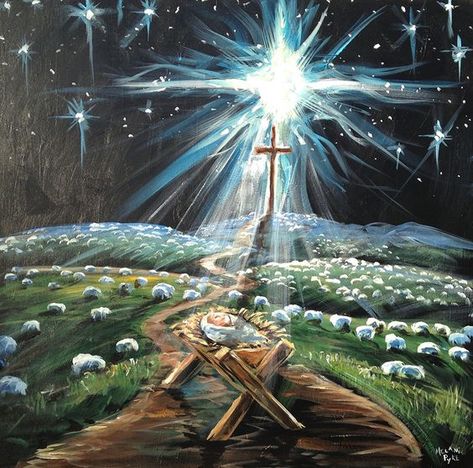 Religious Christmas Paintings, Nativity Painting, Christmas Christ, Christmas Paintings On Canvas, Jesus Christ Art, Christian Images, Prophetic Art, Christian Pictures, Jesus Painting