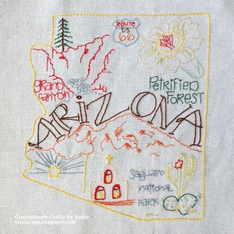 State Embroidery Patterns, Embroidery Map, State Embroidery, State Pillow, Map Pattern, Pillow Embroidery, Hand Embroidery Kits, Embroidery Sampler, Embroidery Patterns Vintage