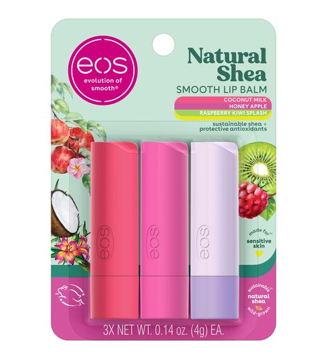 PRICES MAY VARY. NATURAL SHEA 3-PACK: Coconut milk, tropical papaya, and vanilla creates our instantly-moisturizing Coconut Milk Lip Balm. Honey Apple flavor is crisp and fresh, tastes like just-picked apples, straight from the orchard! Raspberry Kiwi Splash tastes like a sweet and fizzy kiwi mocktail with a splash of raspberry nectar NATURAL SHEA LIP BALM: Made with natural shea butter to protect and lock in moisture on your lips and the most delicious flavor that will make you want to swipe ag Kiwi Mocktail, Milk Lip Balm, Lip Balm Honey, Shea Butter Oil, Lip Balm Stick, Strawberry Sorbet, Eos Lip Balm, Organic Lip Balm, Moisturizing Lip Balm