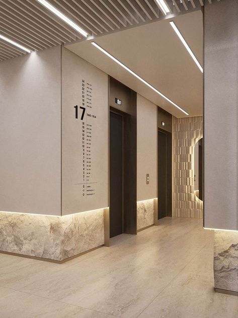 Lift Lobby Design, Elevator Lobby Design, Lobby Designs, Luxury Hotels Lobby, Lobby Ideas, Hotel Floor Plan, Architecture Blueprints, Elevator Lobby, Hotel Corridor