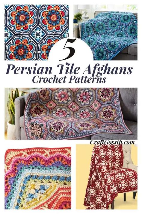 Persian Tile Crochet, Persian Crochet, Persian Tiles, Become Popular, Knitted Accessories, Afghans Crochet, Granny Square Crochet Patterns Free, Crochet Carpet, Crochet Mandala Pattern