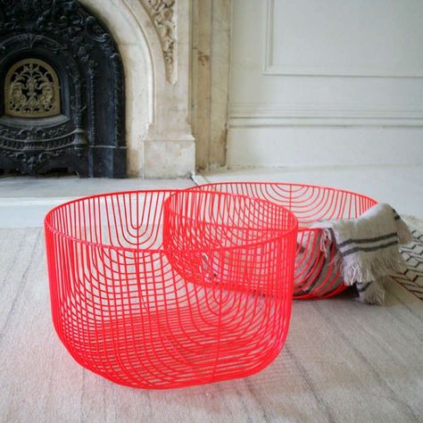 Giant Storage Baskets with a Dose of Color - Remodelista Handmade Wallpaper, Wire Basket Storage, Deco Rose, Wire Baskets, Objects Design, The Floor, Storage Baskets, Home Deco, Interior Inspiration