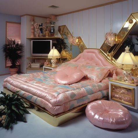 Interior Design Capstone Project, 1980 Bedroom Aesthetic, Dream Beauty Room, 80s Glam Home Decor, 80s House Interior Bedrooms, 1980 Home Decor, 90s Aesthetic Decor, 80s Luxury Interior Bedroom, 90s Interior Design Bedroom