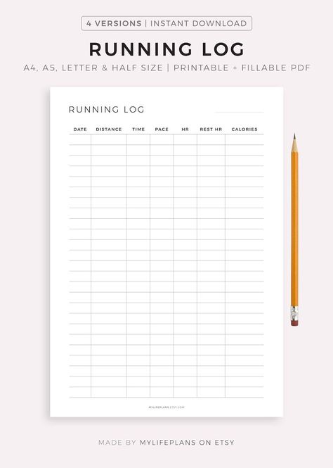 Printable Running Log Template, Running Tracker, Cardio Training Log, Health & Fitness Planner, A4/a5/letter/half, Instant Download PDF - Etsy Running Planner, Exercise Template, Running Tracker, Running Journal, Free Planner Templates, Daily Planner Printables Free, Wellness Planner, Fitness Planner Printable, Workout Planner