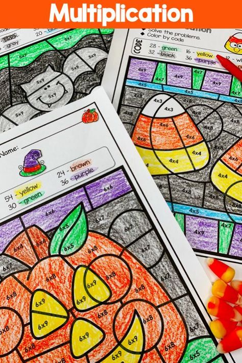 Halloween Multiplication Activities, Third Grade Halloween, Fun Halloween Math, Halloween Multiplication, Third Grade Math Activities, 6th Grade Activities, Halloween Math Worksheets, October Math, Pumpkin Math