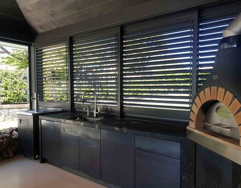 External Aluminium Louvres & Shutters | Louvretec Australia External Louvres, Aluminium Louvers, Aluminium Roof, To Build A Home, Aluminum Roof, Shutters Exterior, Shutter Doors, Build A Home, Window Shutters