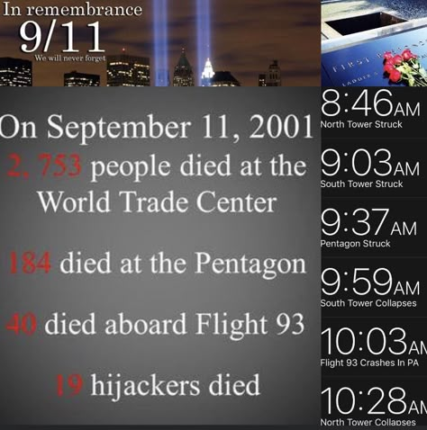 This month, date, day & times will always have meaning for many #momentofsilence 🇺🇸 : This Wednesday September 11, 2019 will mark the #18thanniversary of the 9/11 attacks that struck the #WorldTradeCenter the #Pentagon and #ShanksvillePennsylvania : We will never forget the victims, the courage of those who risked their lives to save others, and the spirit of unity and resilience that emerged after 9/11  #Remember911 #September11  #911Attacks Sept 11th Never Forget, World Trade Center Attack, World Trade Center Nyc, Patriots Day, The Pentagon, We Will Never Forget, Twin Towers, Trade Center, World Trade Center