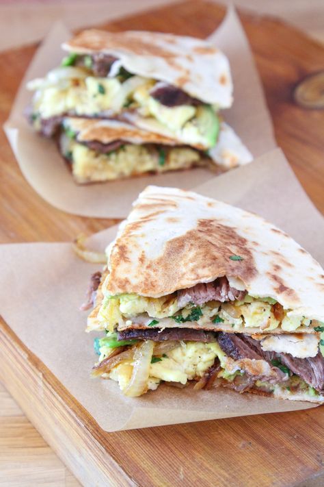 Steak & Egg Quesadilla_ Egg Quesadilla, Breakfast Quesadilla Recipes, Cilantro Salsa, Breakfast Quesadilla, Gluten Free Tortillas, Quesadilla Recipes, Steak And Eggs, Easy Family Meals, Salsa Verde