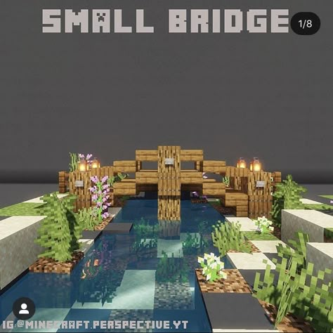 Minecraft Pond With Bridge, Small Mangrove House Minecraft, Mangrove Bridge Minecraft, Minecraft Flower Build, Mangrove Swamp House Minecraft, Minecraft Fishing Pond, Minecraft Aquarium Ideas, Spruce House Minecraft, Minecraft Garden