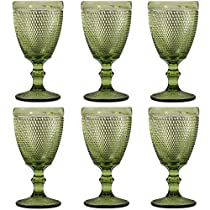 Check this out! Green Wine Glasses, Wedding Glassware, Vintage Wine Glasses, Spring Tablescapes, Wine Glass Set, Water Goblets, Green Beads, Wine Goblets, Stemless Wine Glasses