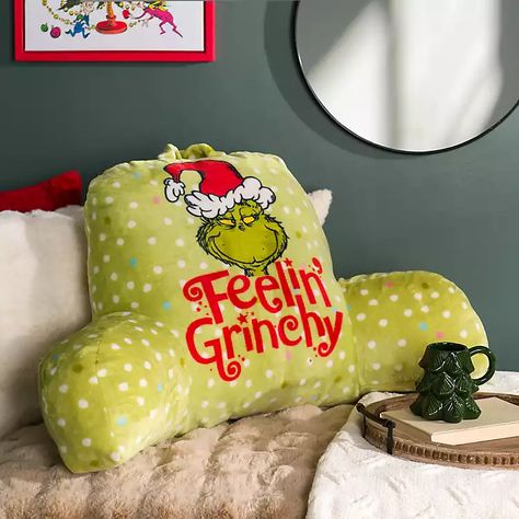 Grinch Book Nook Christmas Pillow | Kirklands Home Christmas Quotes Grinch, Grinch Design, Grinch Decor, Christmas Gift Themes, Grinch Stuff, Merry X'mas, Grinch Decorations, Xmas Games, Pillow Green