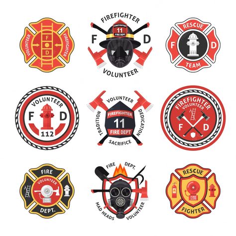 Premium Vector | Firefighter label set Campfire Birthday Party, Campfire Birthday, Ou Sooners Football, Firefighter Logo, Fire Badge, Pinterest Photography, Custom Hot Wheels, Fire Rescue, Fire Department