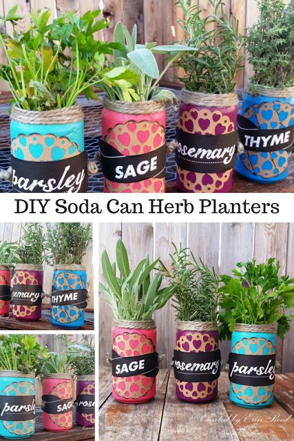 Decorative Planters **CCB Soda Can Planters, Can Planters, Plant Hacks, Herb Planters, Crafts Cards, School Garden, Decorative Planters, Make Paper, Diy Planters