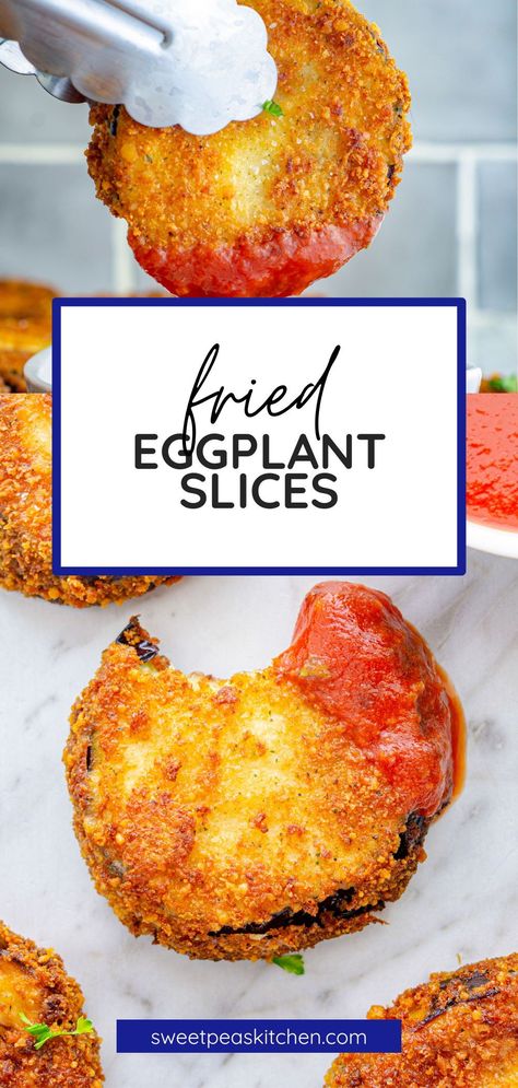 Fresh ripe slices of eggplant breaded in panko breadcrumbs and parmesan cheese then fried to crispy perfection. This easy vegetarian recipe is perfect as a summer appetizer dipped into marinara sauce or layered into a baked eggplant parmesan. Panko Eggplant, Eggplant Cutlets, Recipes Eggplant, Breaded Eggplant, Baked Eggplant Parmesan, Tomato Appetizers, Eggplant Parmesan Baked, Eggplant Recipes Parmesan, Homemade Appetizer