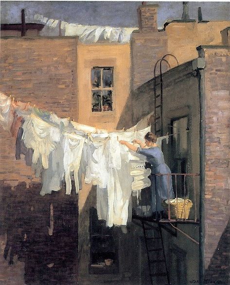 Back in January, Linda over at Under the Gables did a blog post about the romance of laundry. She posted a bunch of wonderful images depicting the act of doing laundry. As most of you know I des… William Glackens, John Sloan, Ashcan School, Laundry Art, Hanging Laundry, Galleria D'arte, Edward Hopper, Cleveland Museum Of Art, Hur Man Målar