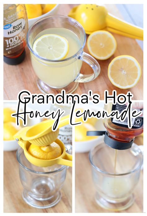 Drinks For Sore Throat, Hot Lemonade, Lemonade Video, Lemon Drink Recipes, Honey For Cough, Eat When Sick, Honey For Sore Throat, Honey And Lemon Drink, Honey Lemon Tea