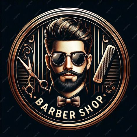 Mens barber shop logo consisting of a comb and scissors with bronze stripes on a black background | Premium AI-generated image Barber Shop Logo, Mens Barbershop, Barber Logo, Free Business Card Mockup, Business Card Maker, Flyer Maker, Card Banner, Poster Maker, Poster Invitation